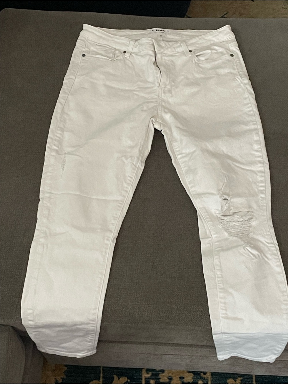 PAIGE White Distressed Women’s Ankle Jeans
